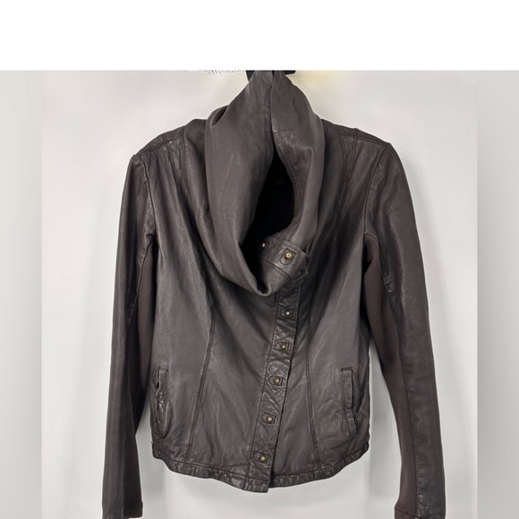 AllSaints Spitalfields Hyde Brown Leather Biker Jacket Womens… - Picture 4 of 8
